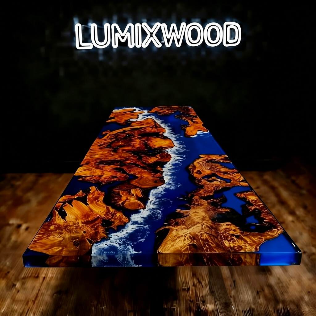 Luxury Cedar Burl Ocean Epoxy Table by , A Rare Masterpiece of Nature & Art
