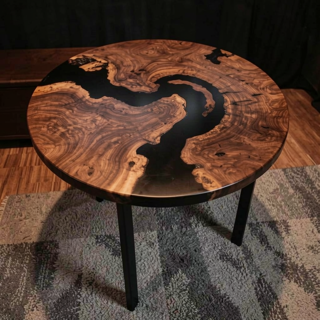 Custom North American black walnut wood epoxy resin coffee table