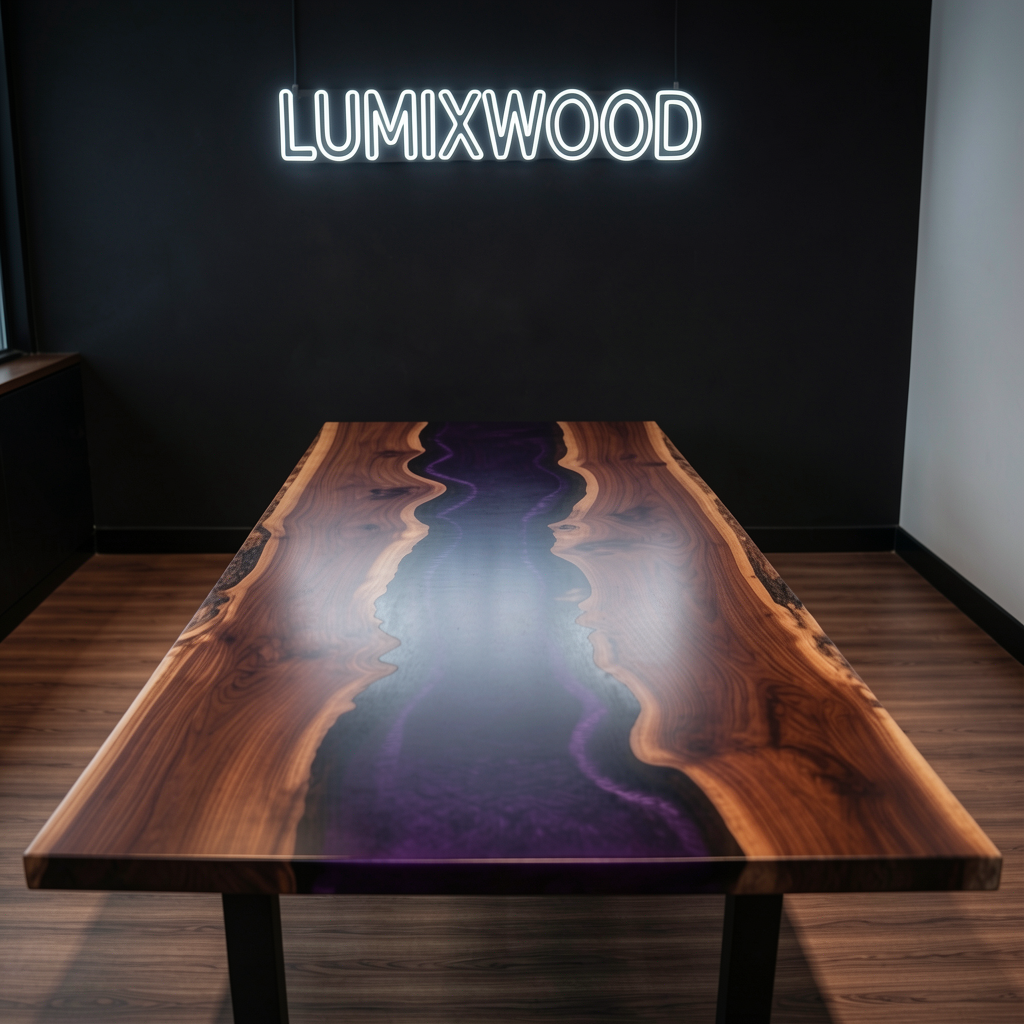 Custom North American black walnut epoxy resin dining table