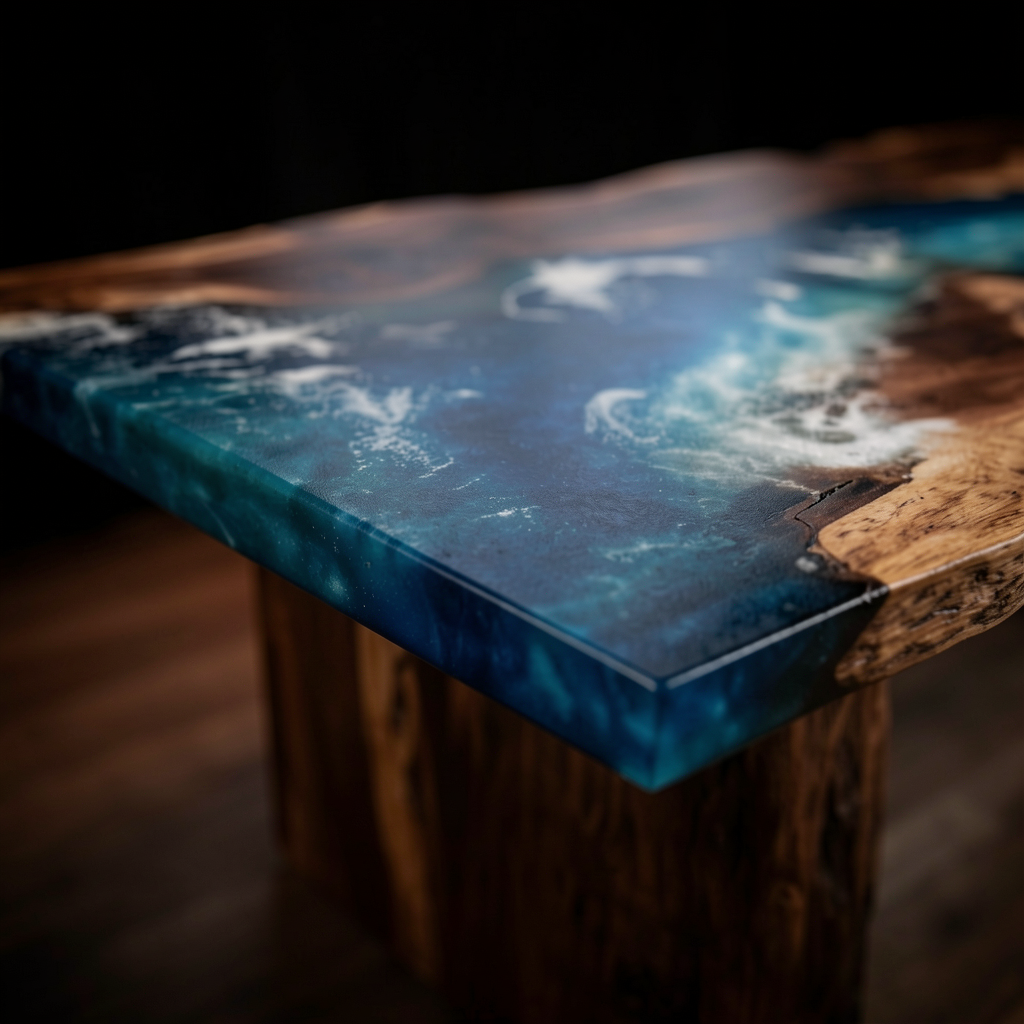 Custom North American black walnut epoxy resin dining table