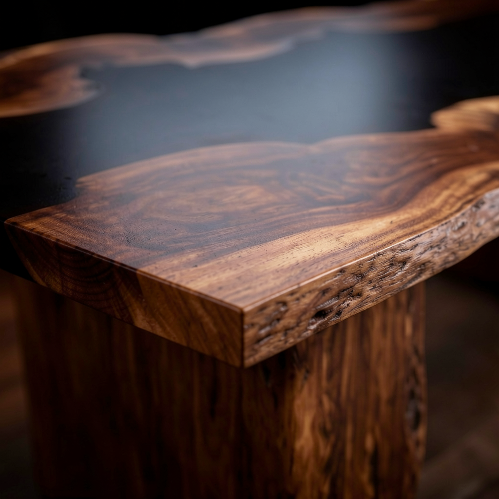 Custom North American black walnut epoxy resin dining table