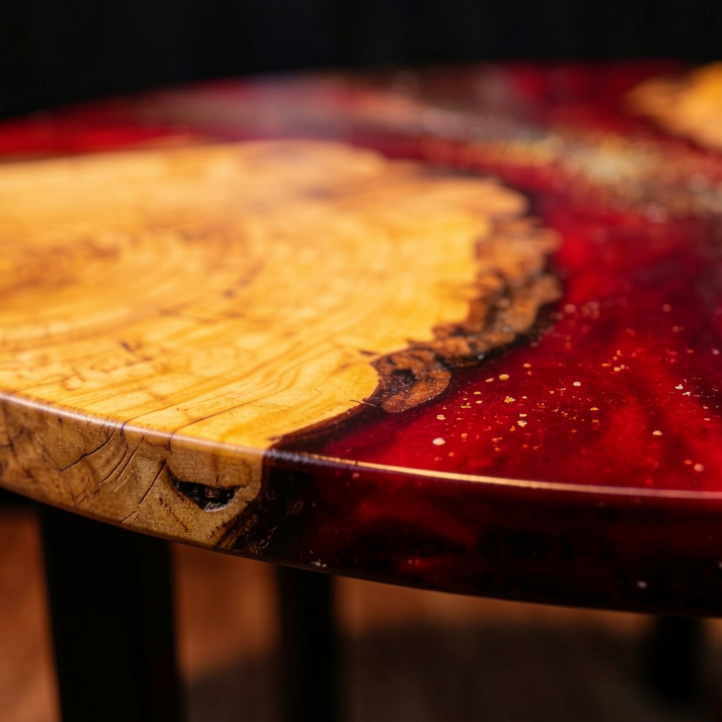 Custom-made cedar burl epoxy resin starry sky coffee table