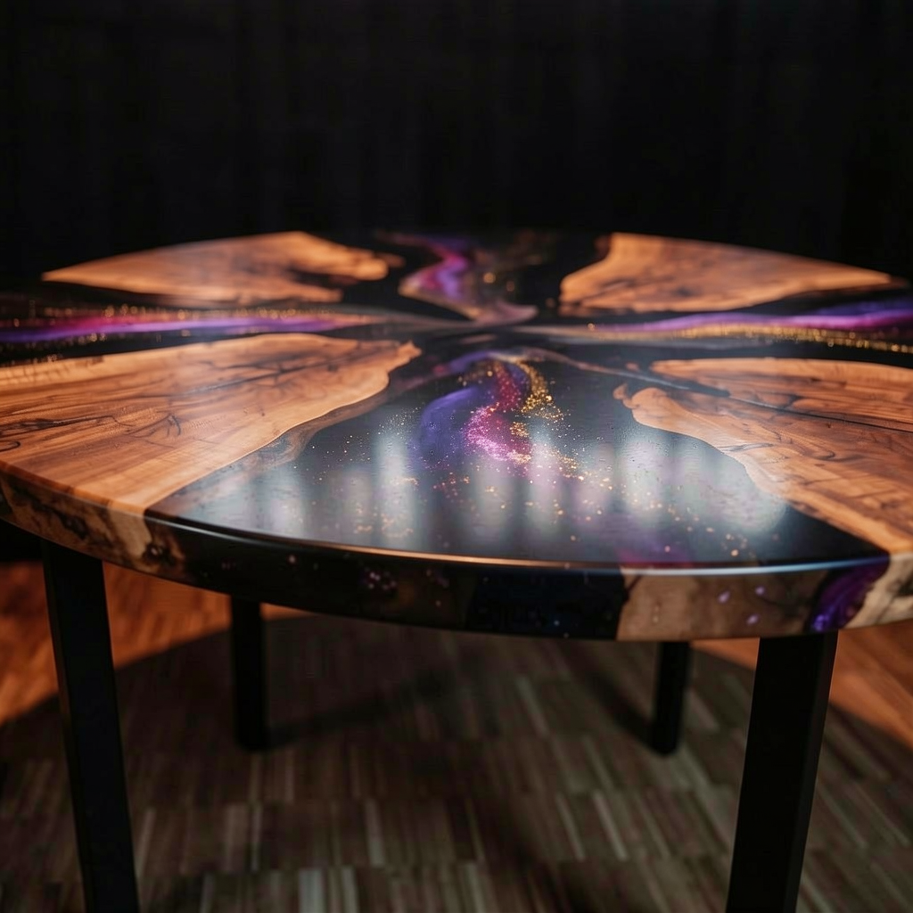 Custom olive wood epoxy resin starry sky coffee table
