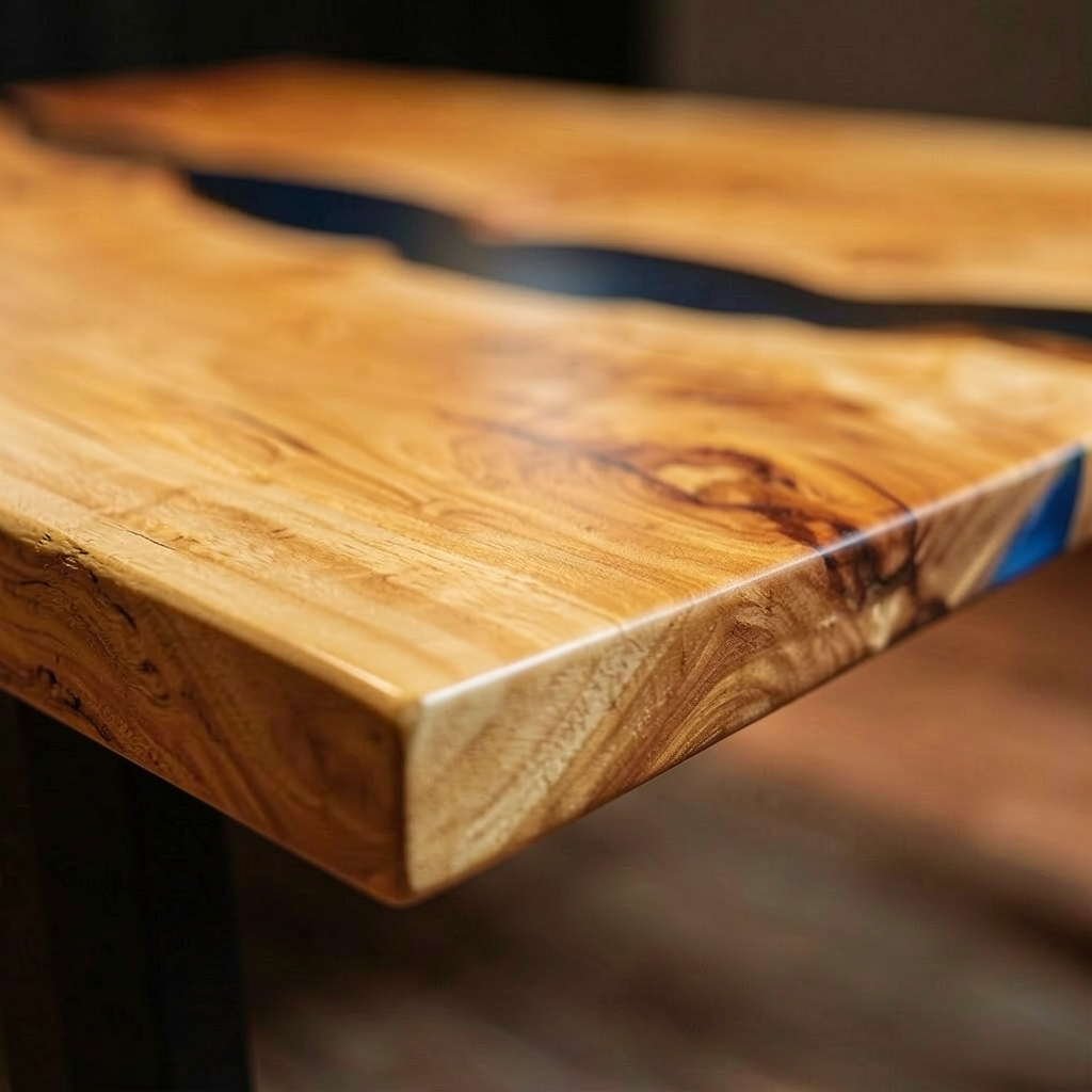 Custom olive wood epoxy resin dining table