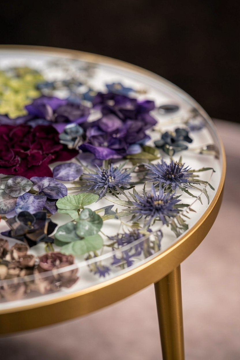Epoxy Resin Floral Coffee Table