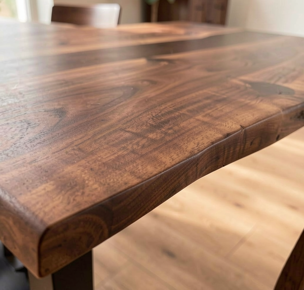 Custom Live Edge Black Walnut Dining Table Top with Black Epoxy River
