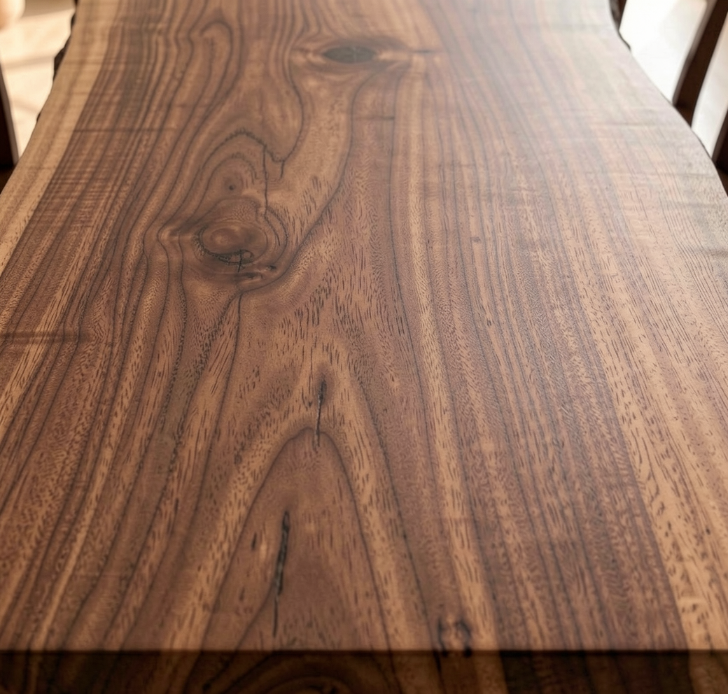 Custom Black Walnut and Black Epoxy River Dining Table Top