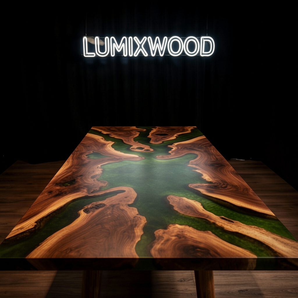 Emerald Green Epoxy Black Walnut Live Edge Table