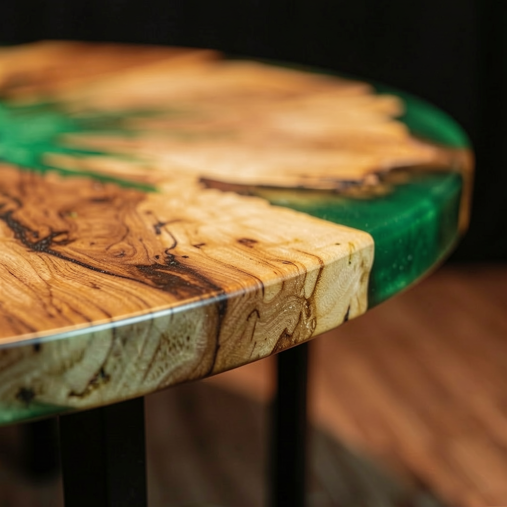 Custom olive wood epoxy resin coffee table