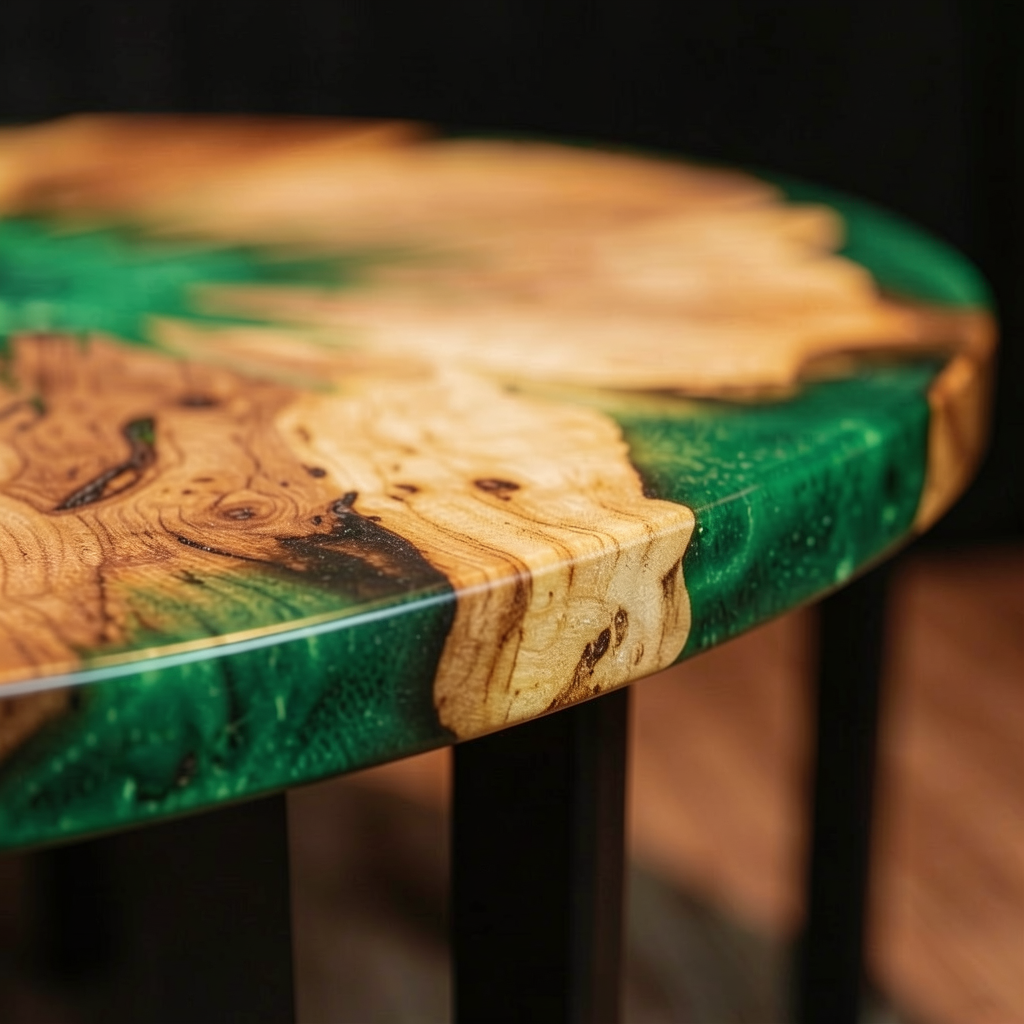 Custom olive wood epoxy resin coffee table