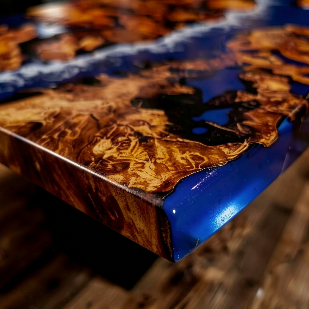 Luxury Cedar Burl Ocean Epoxy Table by ， A Rare Masterpiece of Nature & Art