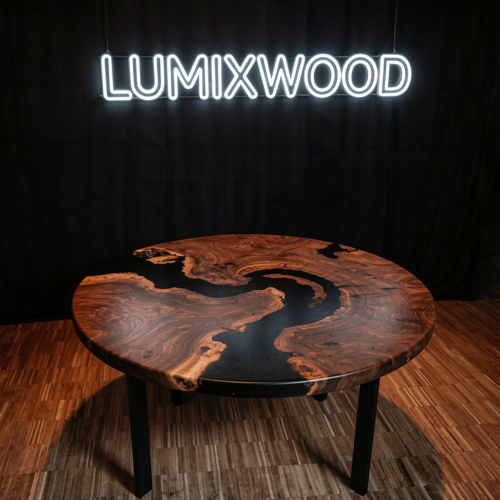 Custom North American black walnut wood epoxy resin coffee table