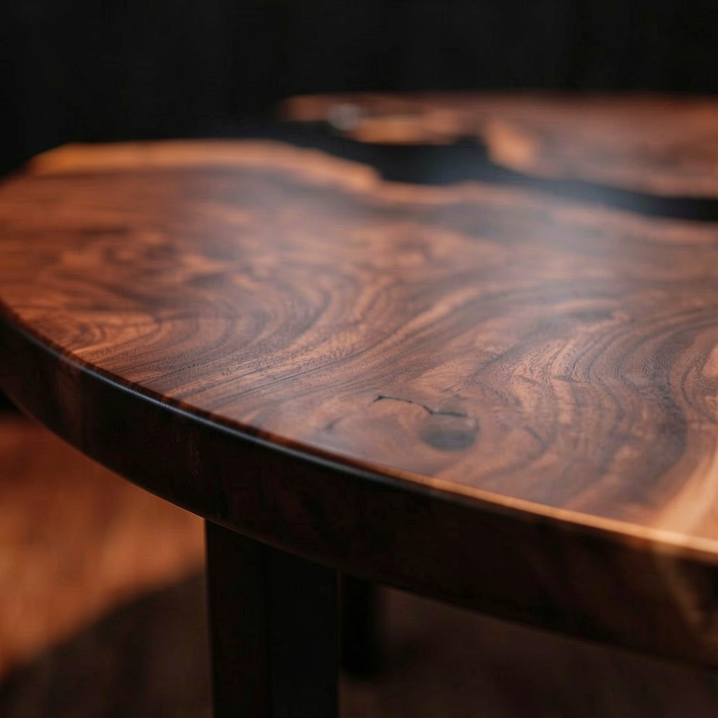 Custom North American black walnut wood epoxy resin coffee table
