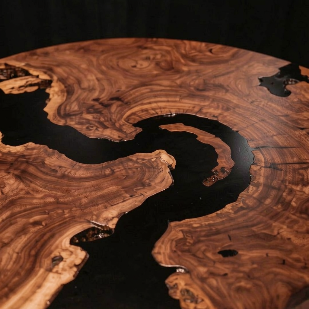 Custom North American black walnut wood epoxy resin coffee table