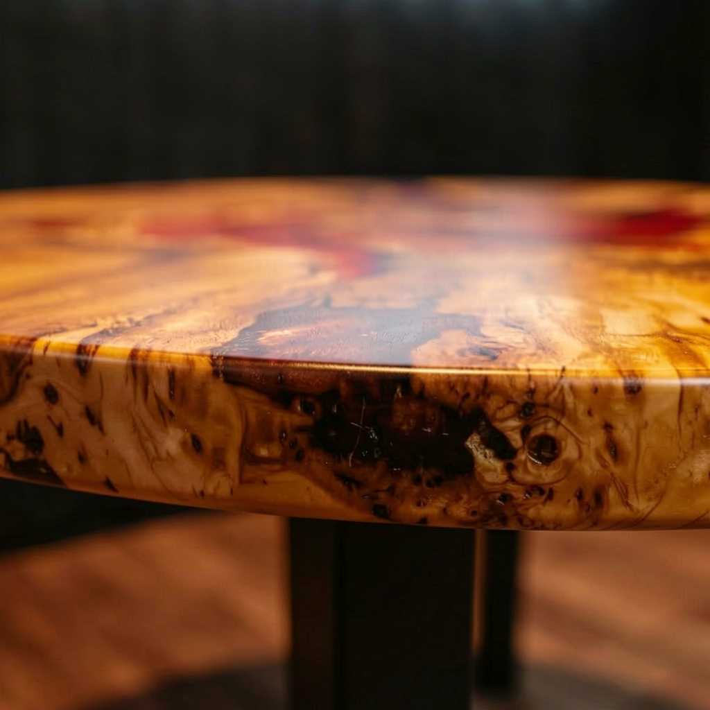 Custom olive wood epoxy resin coffee table