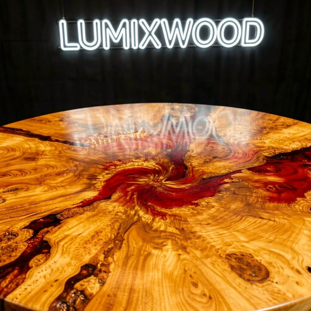 Custom olive wood epoxy resin coffee table