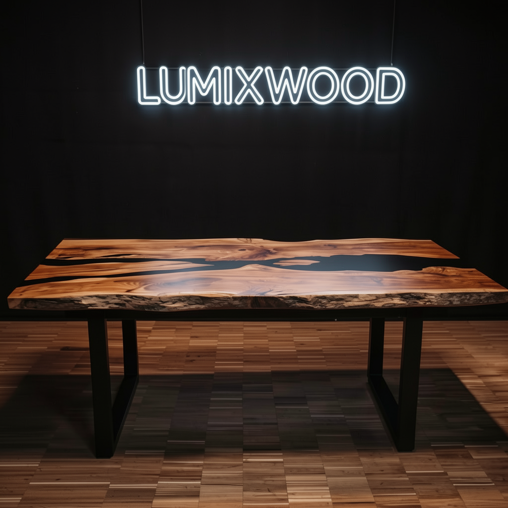 Custom olive wood epoxy resin dining table