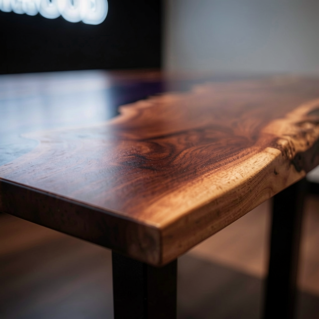 Custom North American black walnut epoxy resin dining table