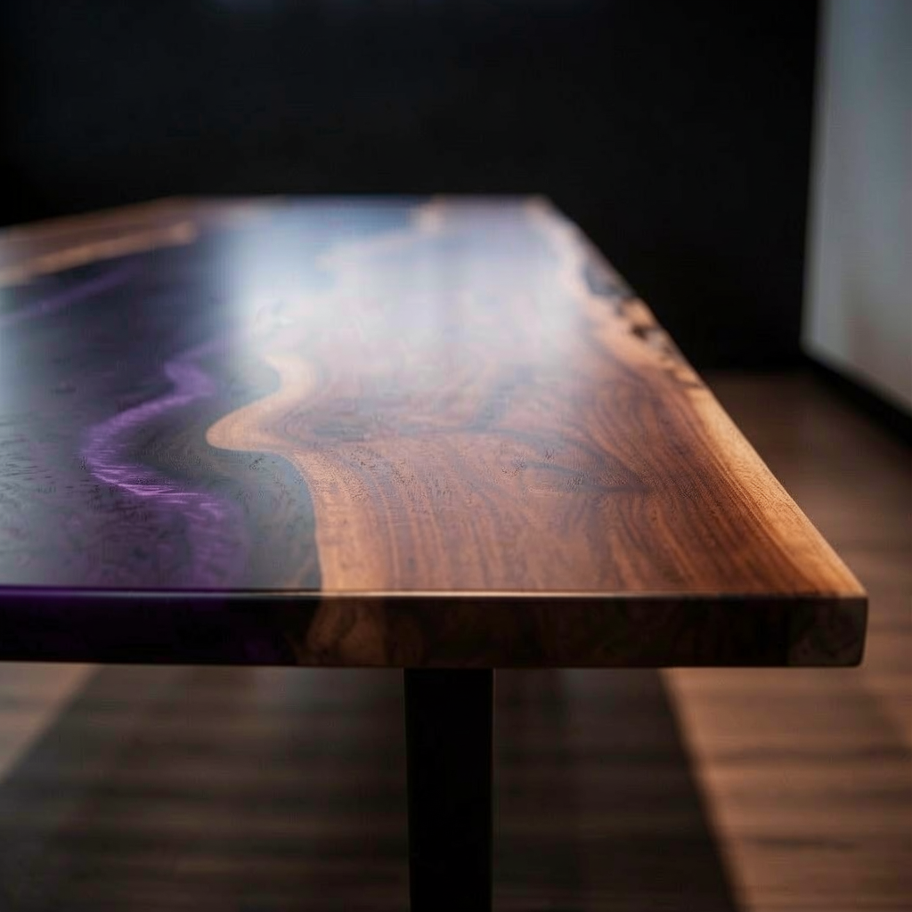 Custom North American black walnut epoxy resin dining table