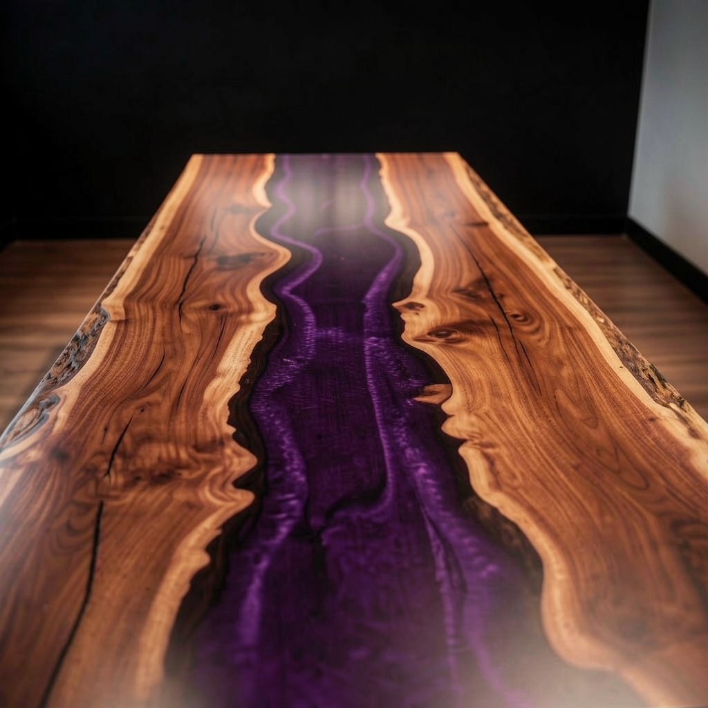 Custom North American black walnut epoxy resin dining table