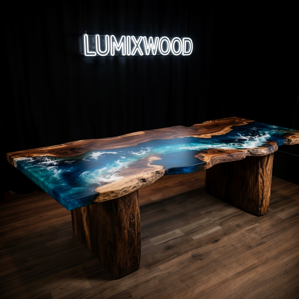 Custom North American black walnut epoxy resin dining table