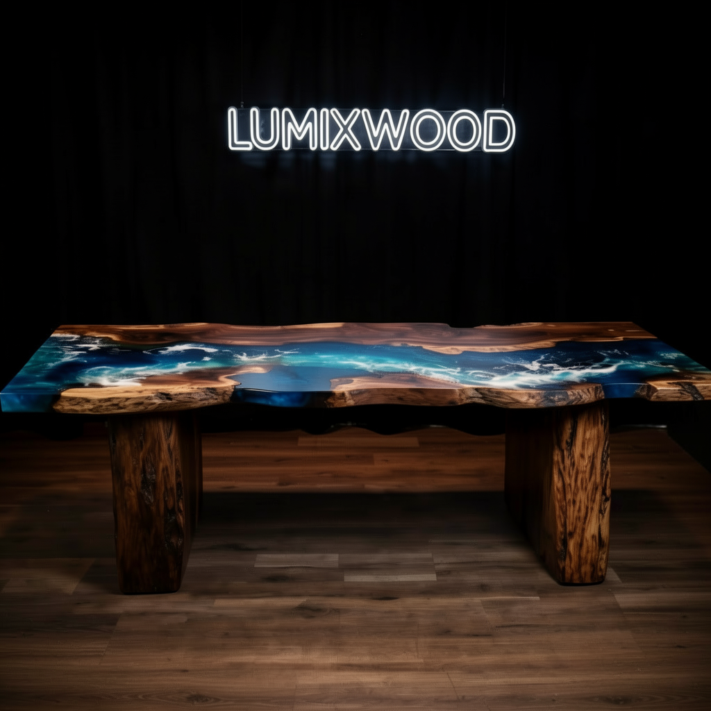 Custom North American black walnut epoxy resin dining table