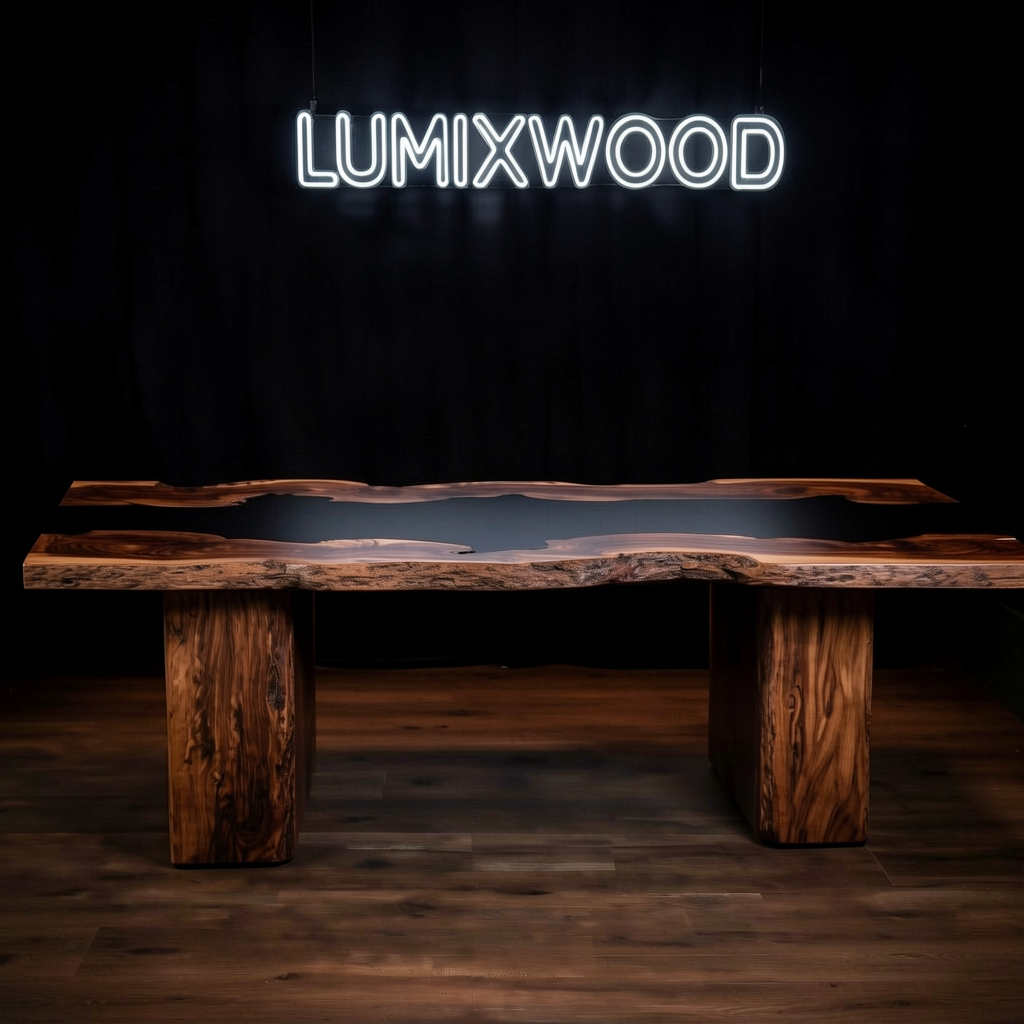 Custom North American black walnut epoxy resin dining table