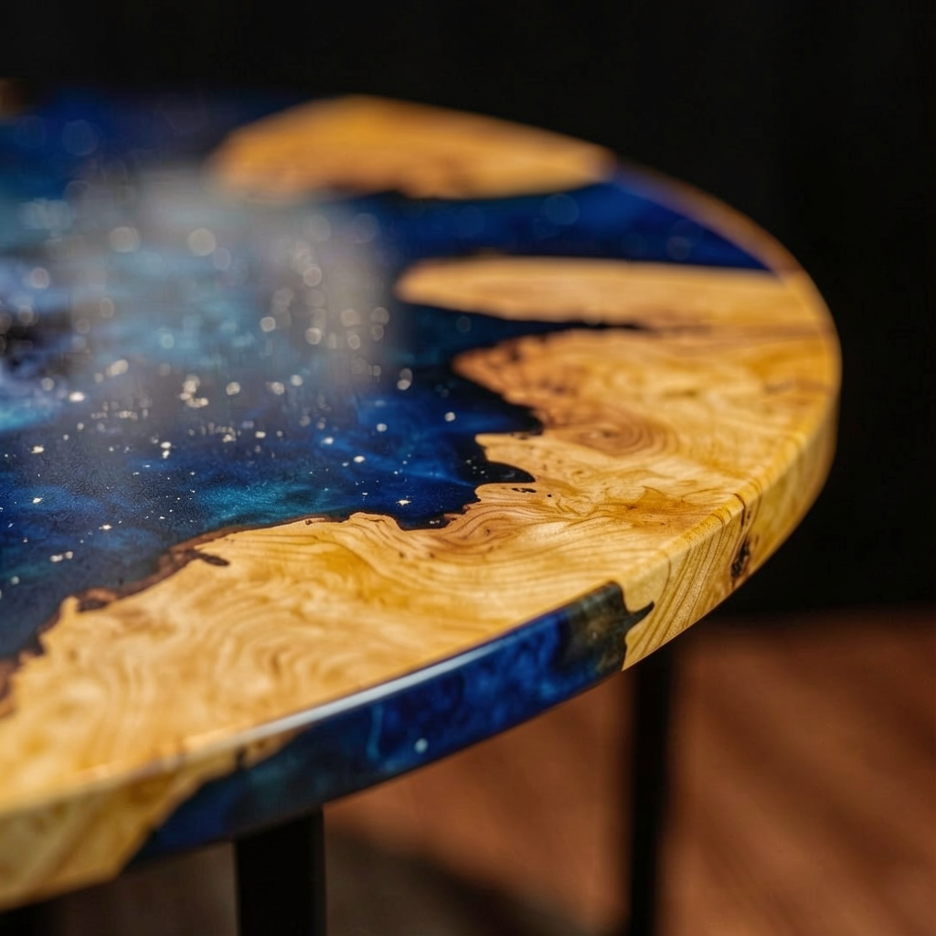 Custom olive wood epoxy resin starry sky dining table