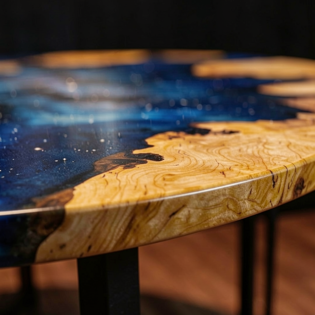 Custom olive wood epoxy resin starry sky dining table
