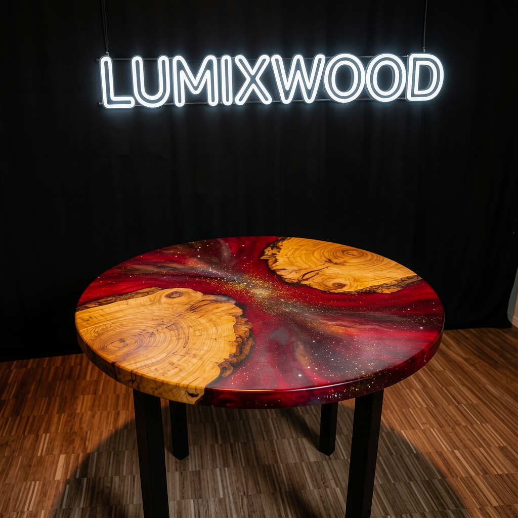 Custom-made cedar burl epoxy resin starry sky coffee table