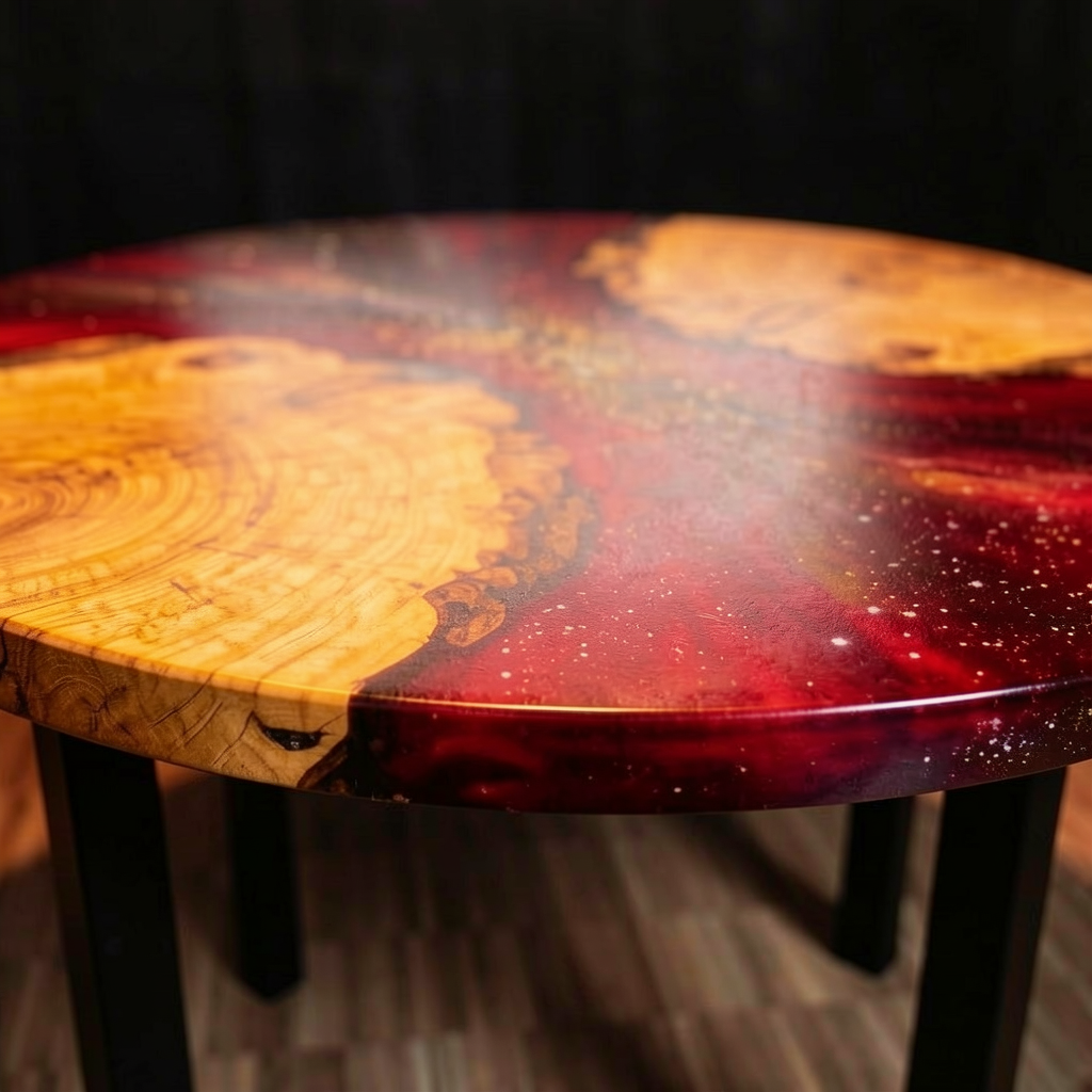 Custom-made cedar burl epoxy resin starry sky coffee table