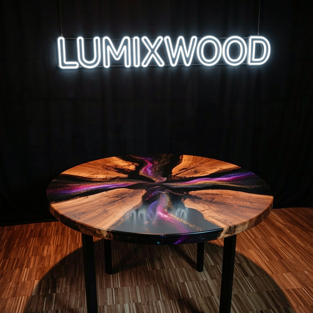 Custom olive wood epoxy resin starry sky coffee table