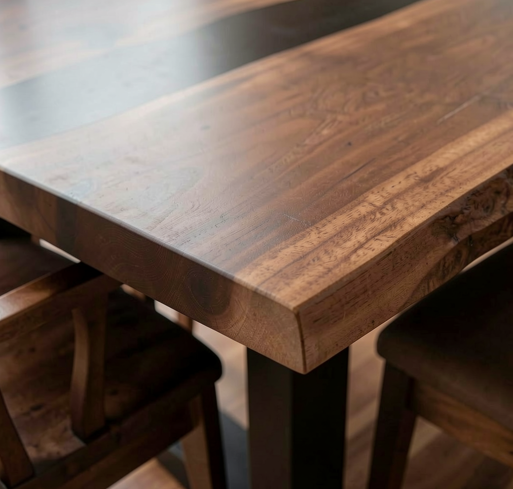 Custom Live Edge Black Walnut Epoxy River Dining Table Slab