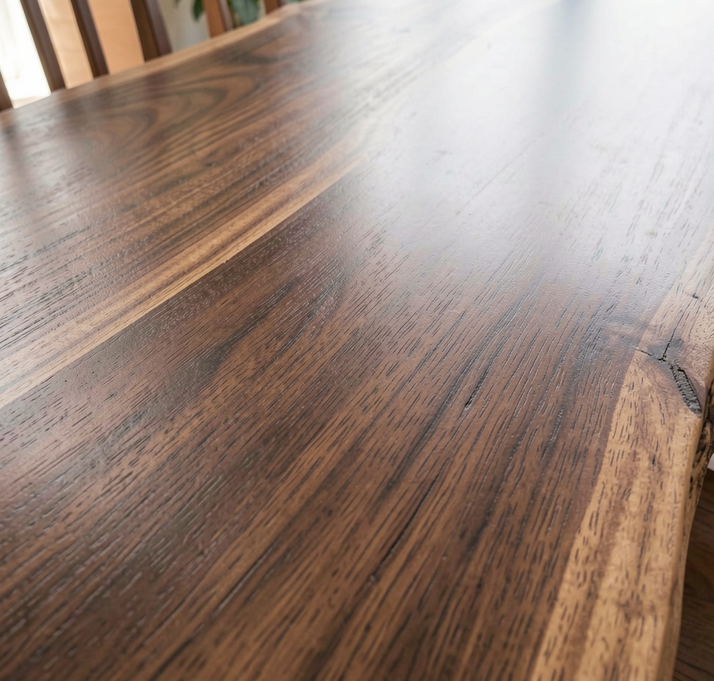 Custom Natural Black Walnut Table Top with Black Epoxy River