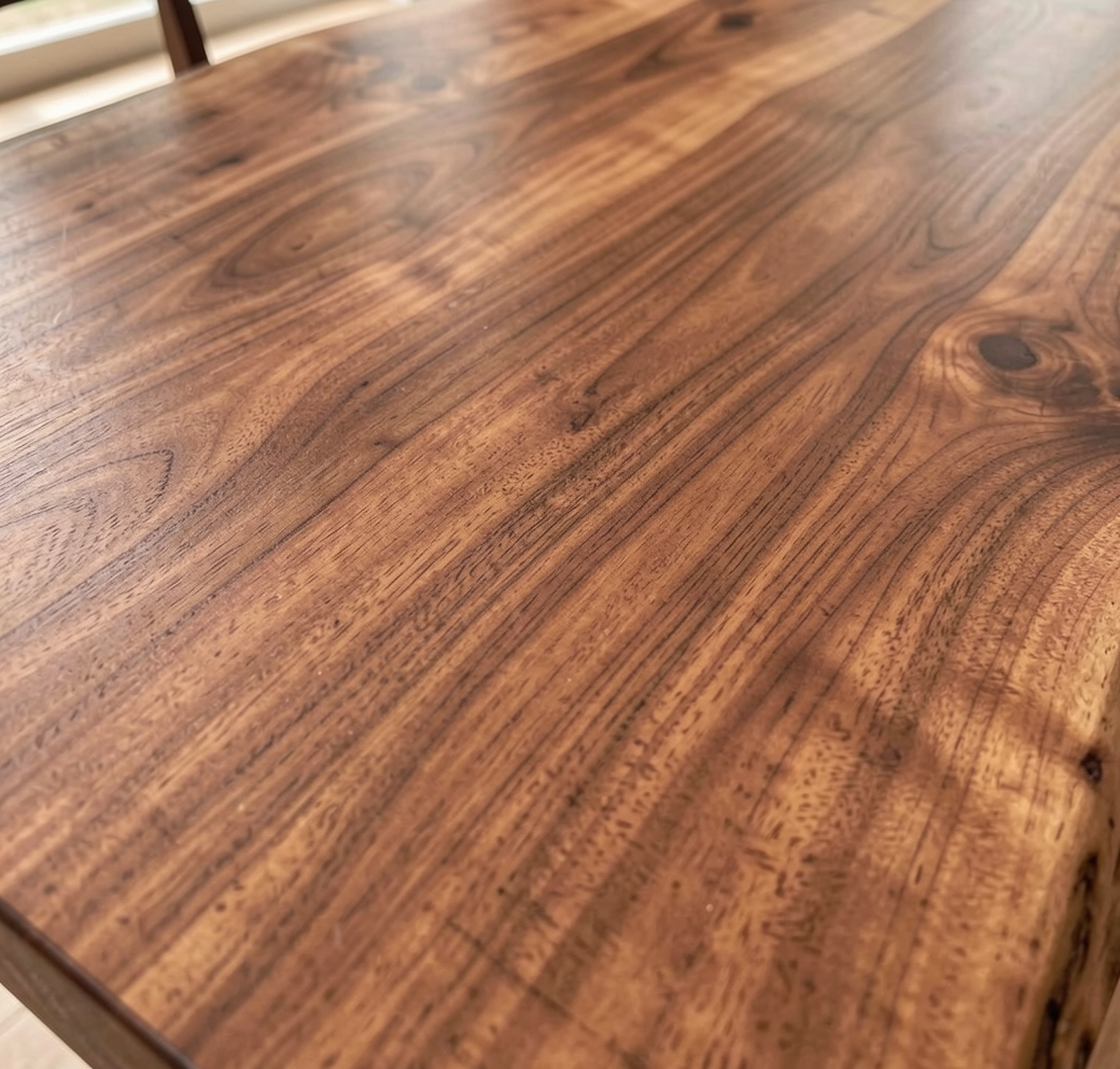 Custom Live Edge Black Walnut Dining Table Top with Black Epoxy River