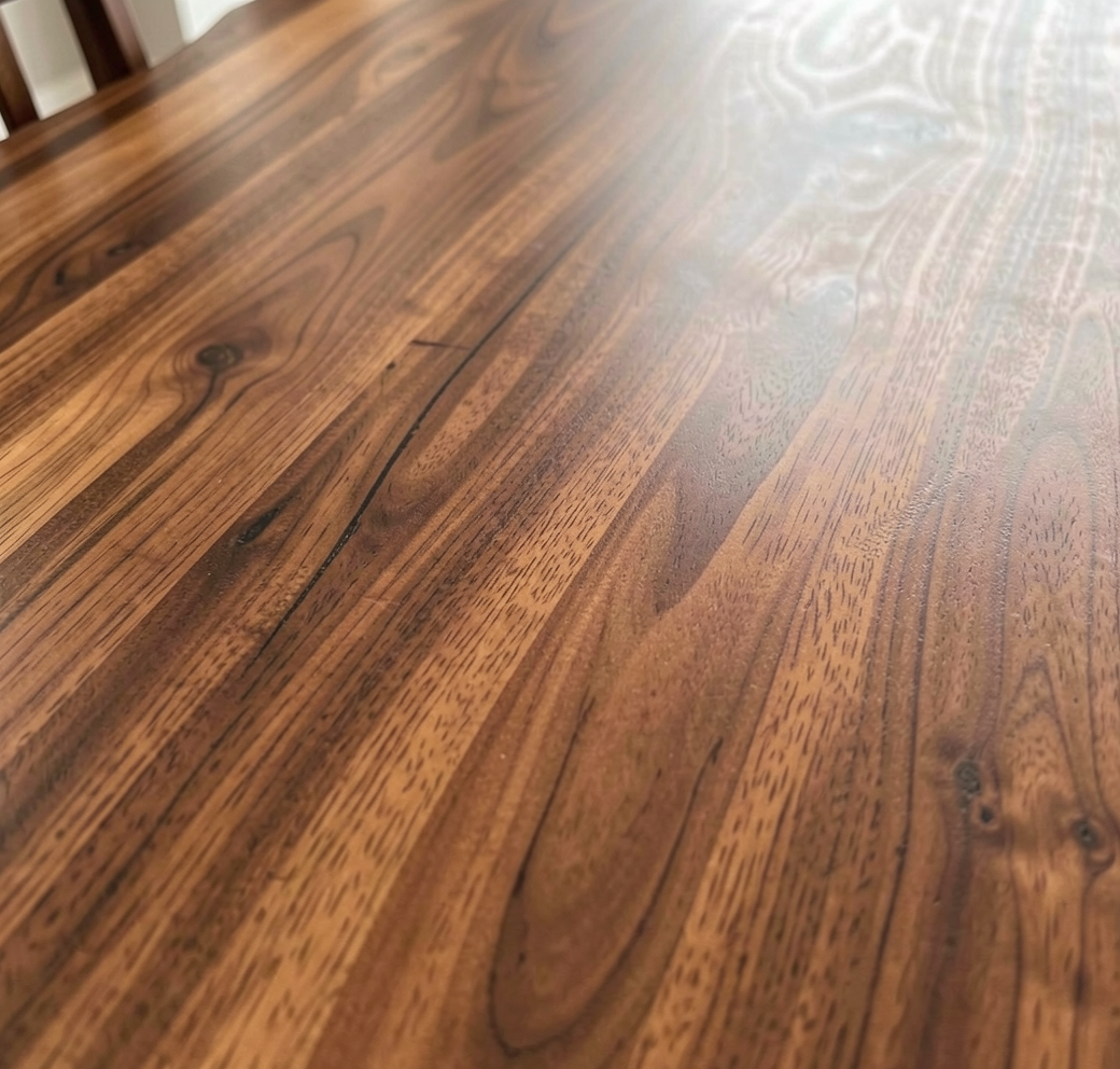 Custom Natural Edge Black Walnut Table Slab with Black Epoxy River