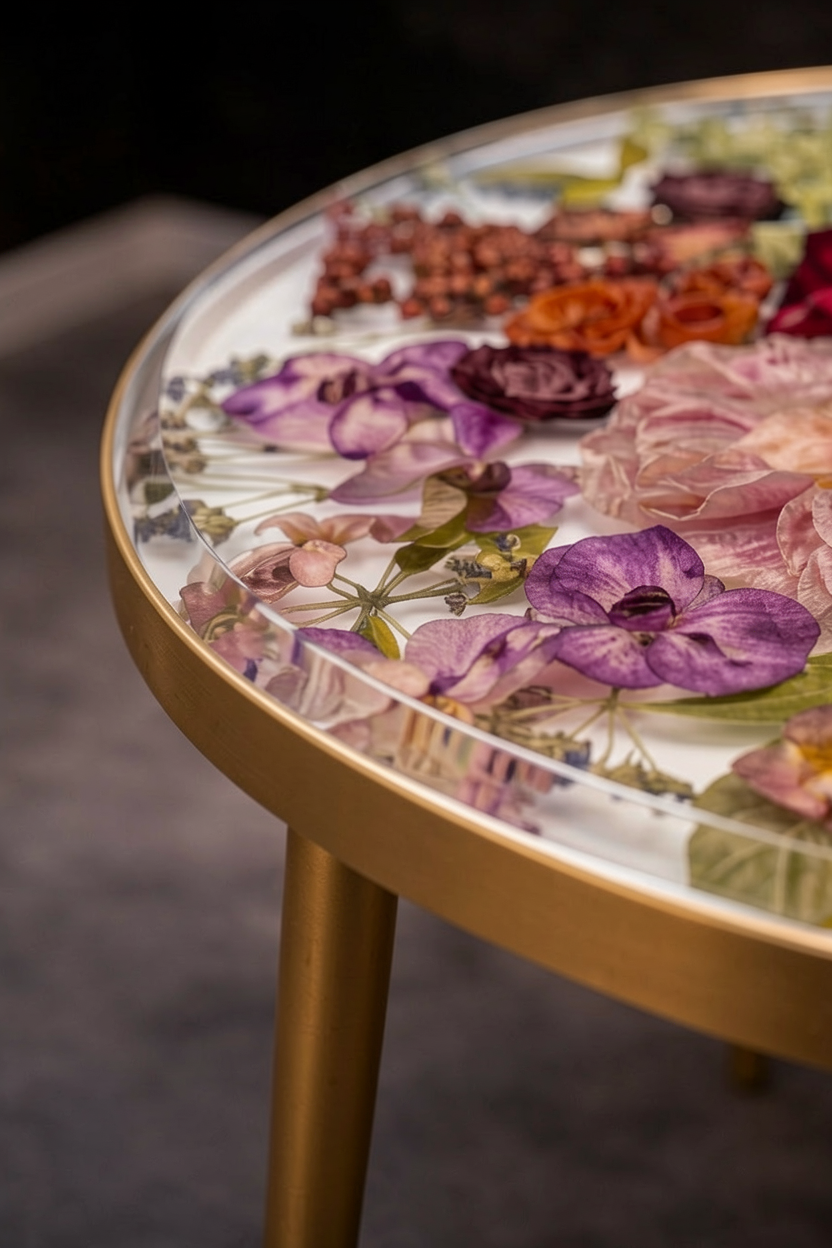 Epoxy Resin Floral Coffee Table