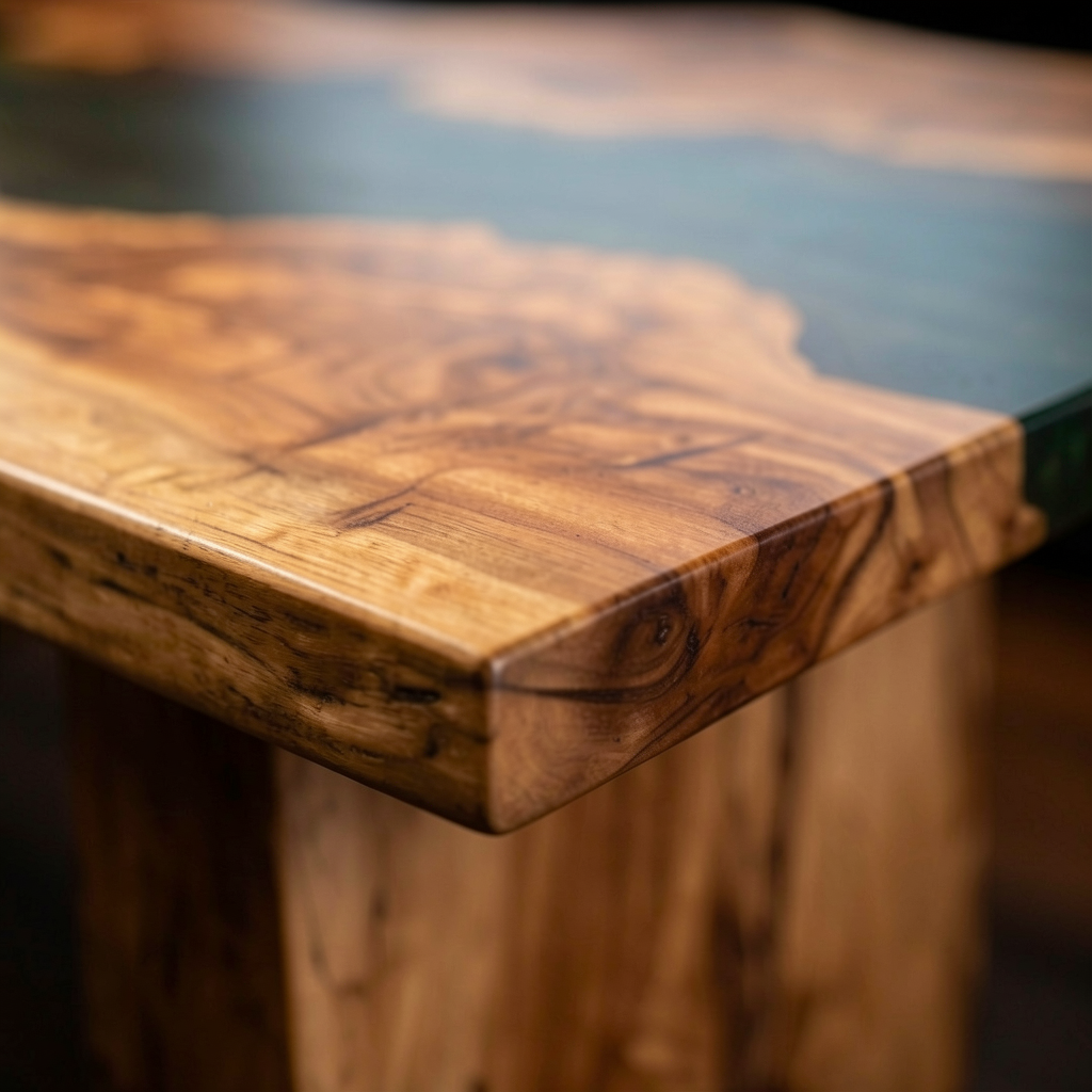 Custom olive wood epoxy resin dining table