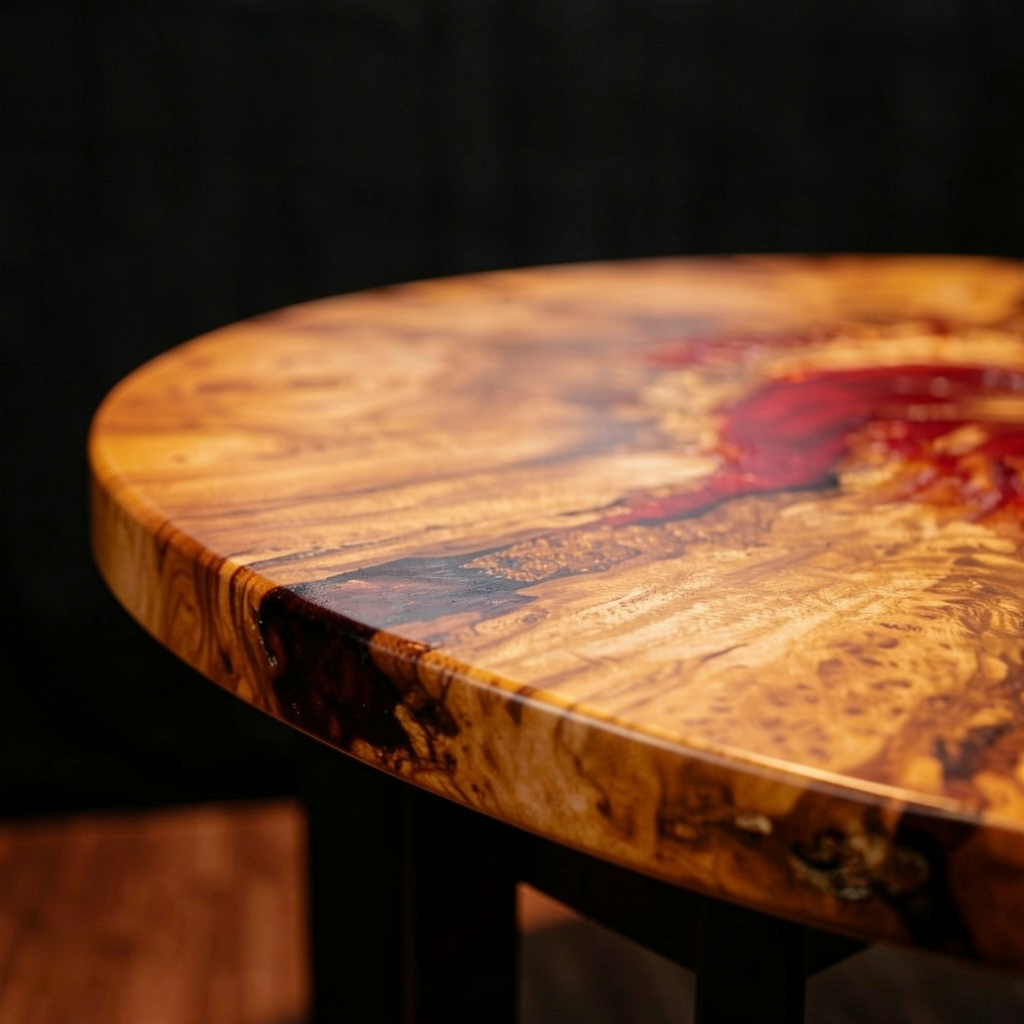 Custom olive wood epoxy resin coffee table