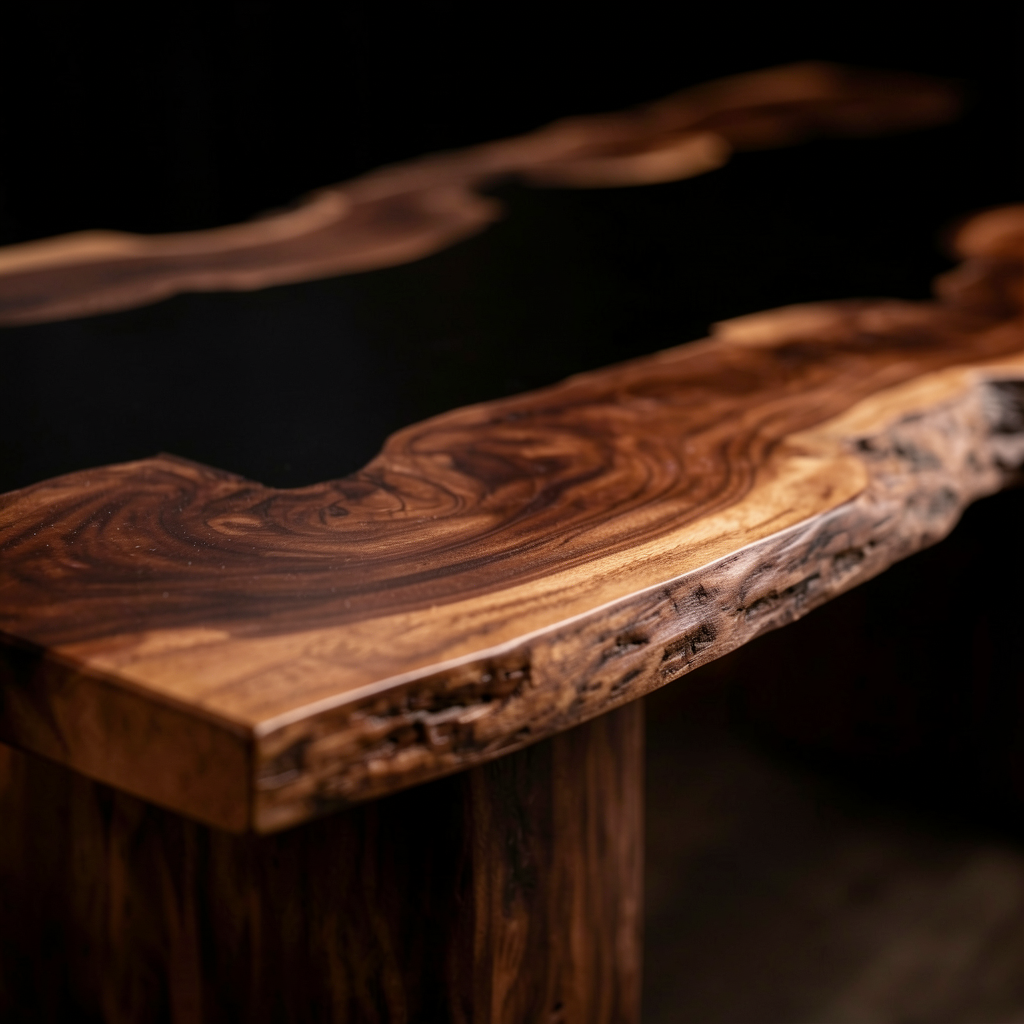Modern Minimalist Dining Table: Black Walnut with Black Epoxy