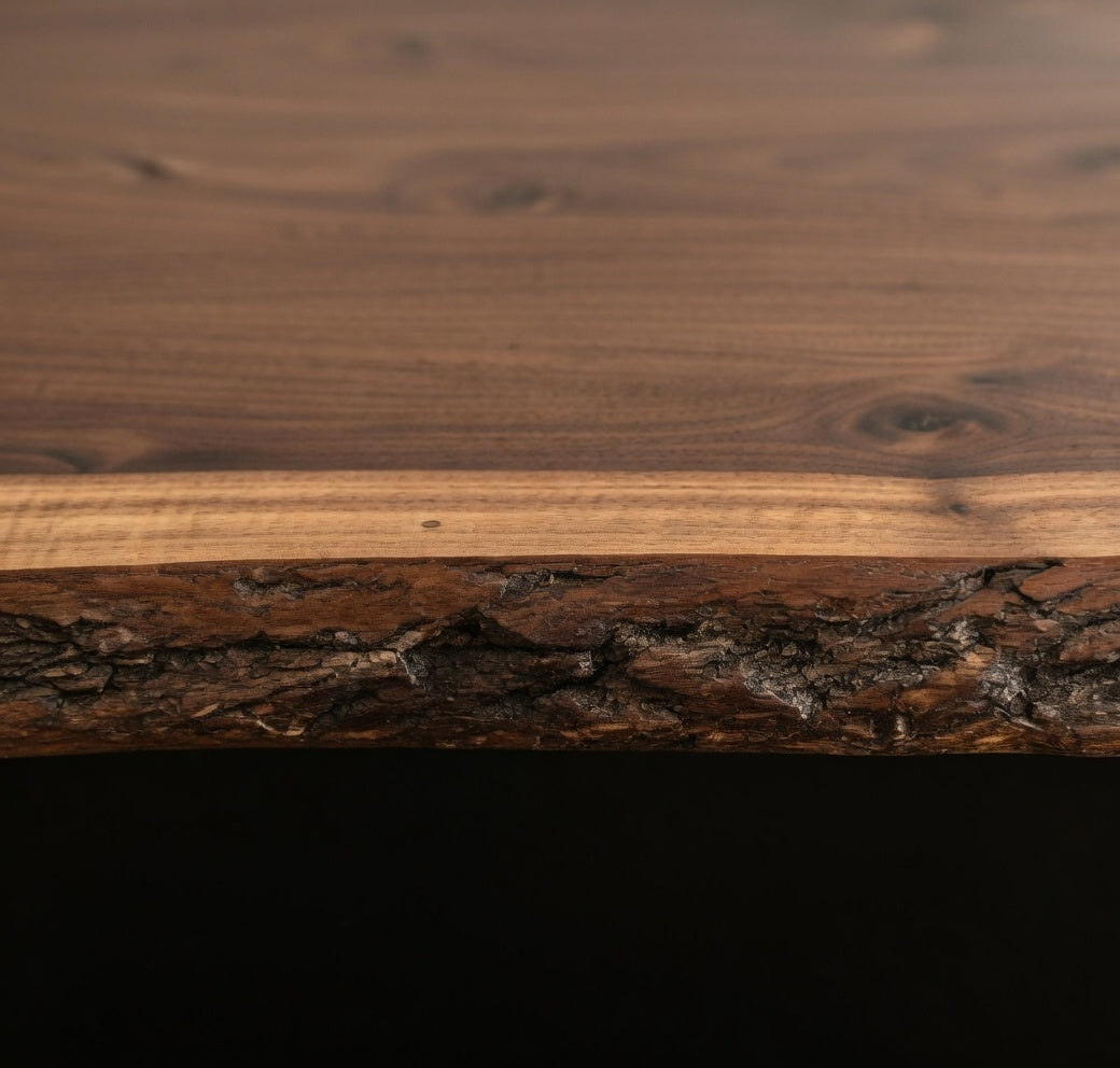 Custom Solid Black Walnut Table Top with Black Epoxy River Center